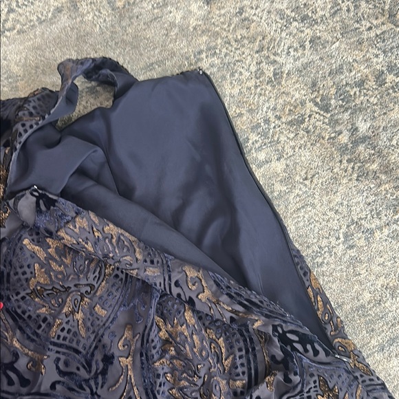 LOFT Navy and Gold Brocade Dress - Picture 4 of 5